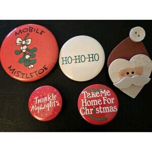 Vintage Naughty And Nice Brooches ,Pins Santa
